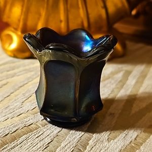 Fenton peacock carnival glass toothpick holder